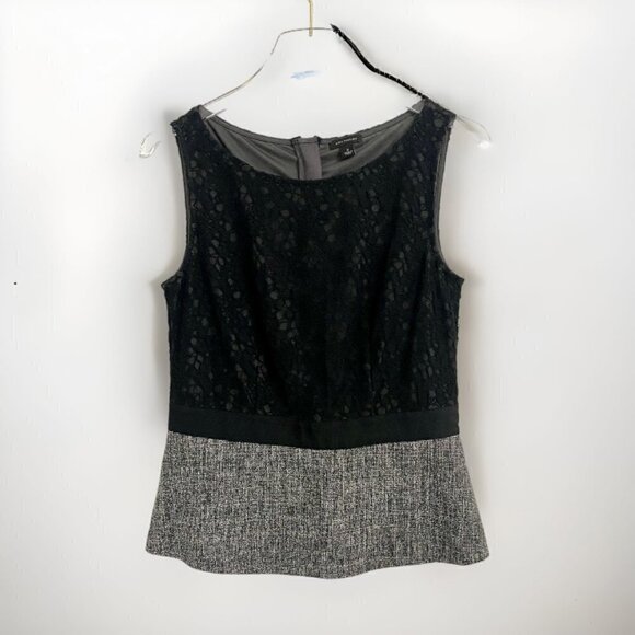 Ann Taylor Sleeveless Lace & Tweed Peplum Top, Women's Size 2 - Picture 1 of 6
